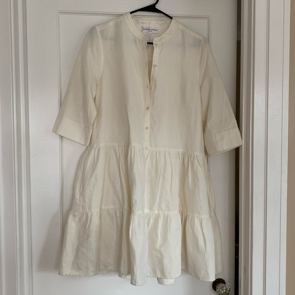 APIECE APART Maurino Drop Waist Mini Dress in Cream - Picture 4 of 7